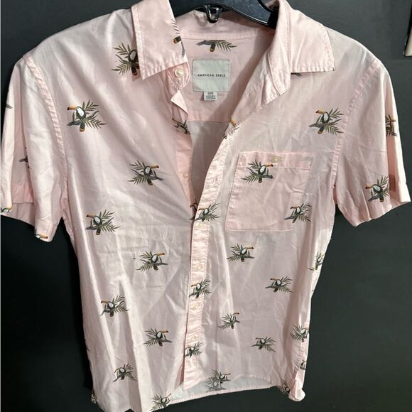 American Eagle Outfitters Tuscan Pink Patterned button Down Men's Shirt Size S - Picture 4 of 5